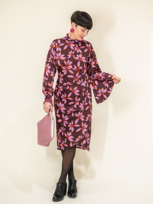 VESTIDO MIDI FLORES MALVA