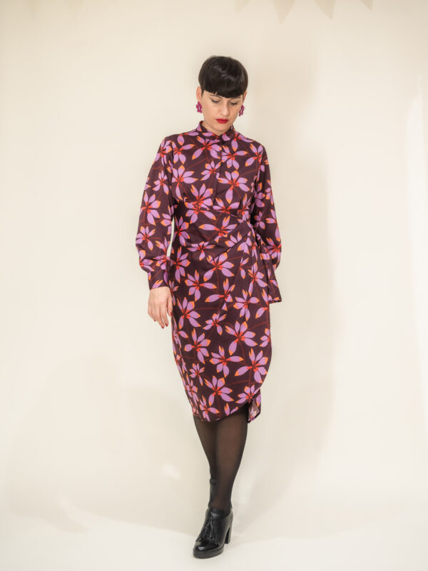 VESTIDO MIDI FLORES MALVA
