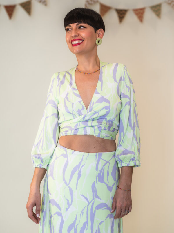 FALDA MIDI VERDE/MALVA